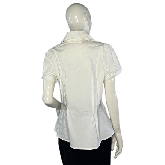 Nine West Top Short Sleeves Collared Button Down White Size 14 SKU 000300-20