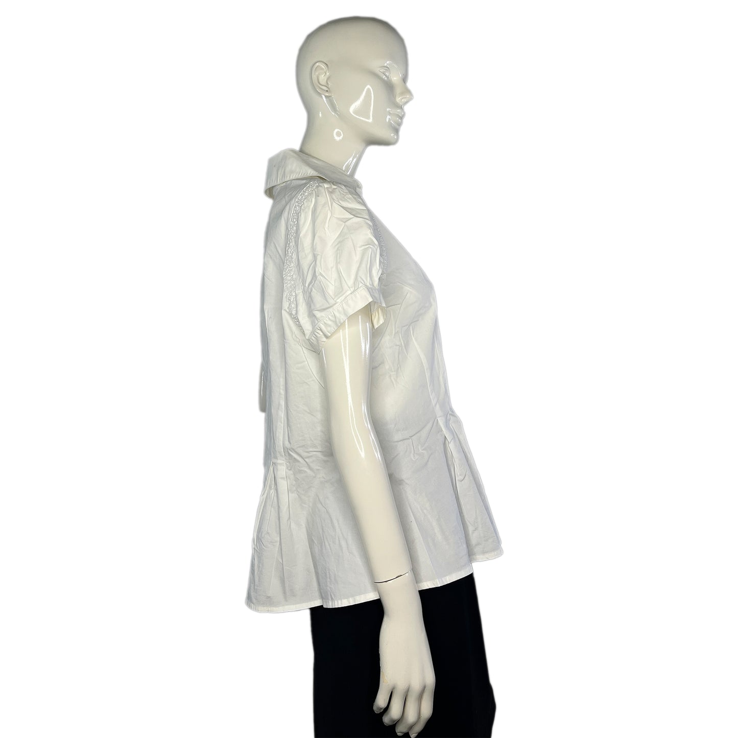 Nine West Top Short Sleeves Collared Button Down White Size 14 SKU 000300-20