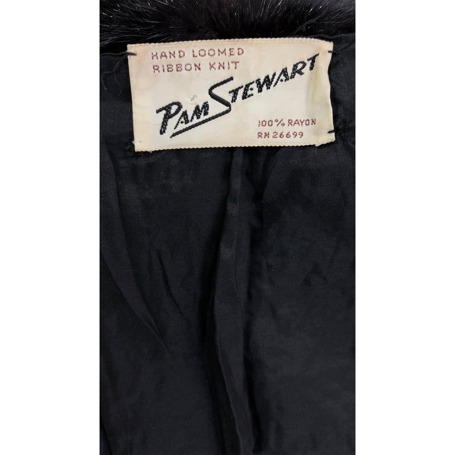 Pam Stewart Jacket Crop 3/4 Sleeves Fur Collar Black Size S/ M SKU 000042-3