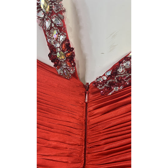 Riva Designs Gown One-Shoulder Embellished Red Size 8 SKU 000369-2