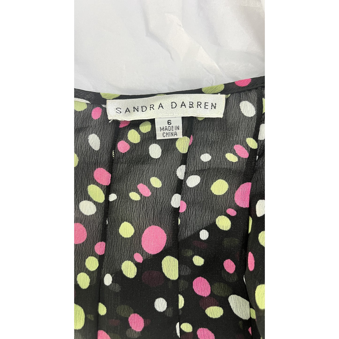 Sandra Darren Sleeveless  Polka Dot Pattern Multi Color Size 6 SKU 000408-1