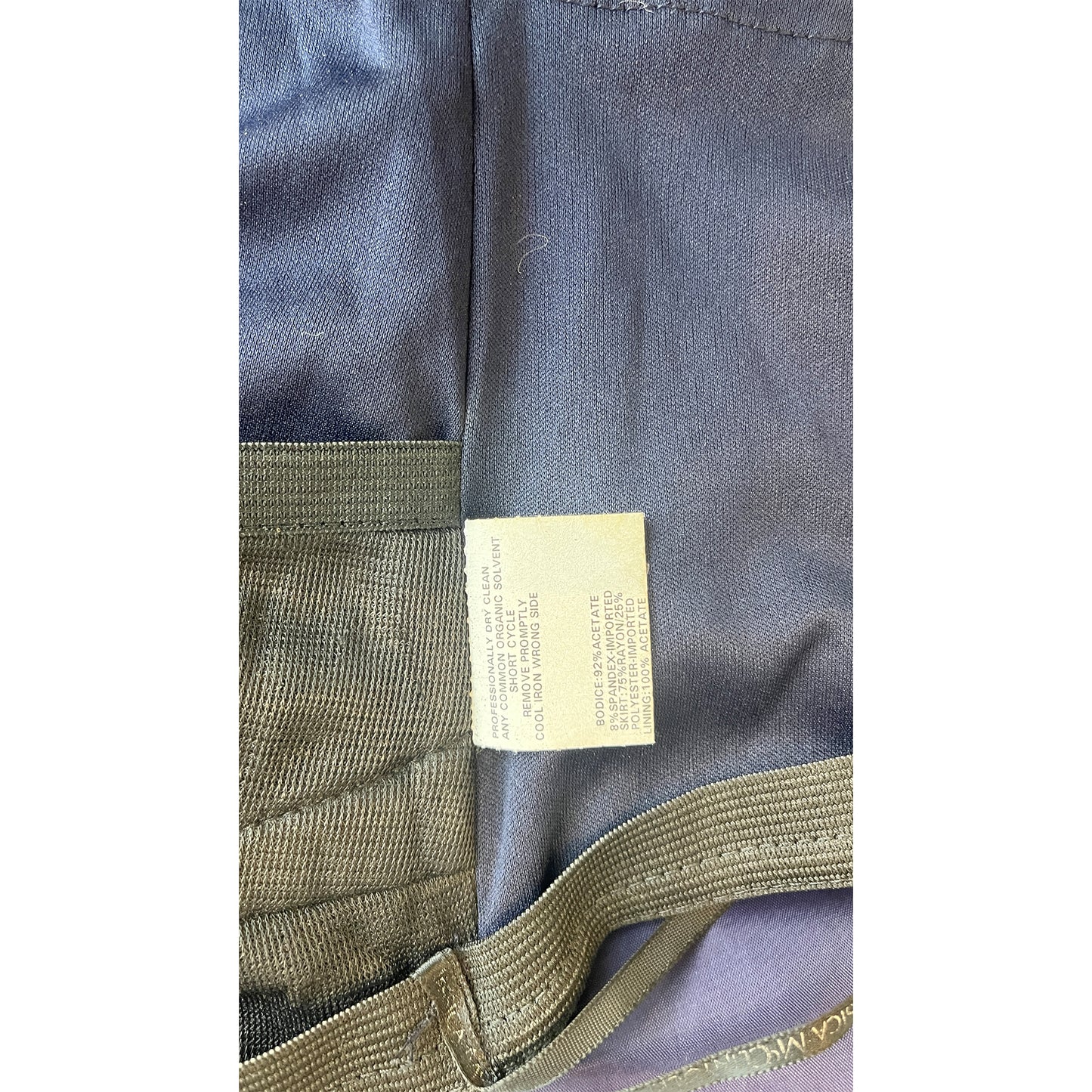 Scott McClintock Gown Spaghettis Strap Sparkle Bodice Fringe Beading Navy Size 4 SKU 000350-3