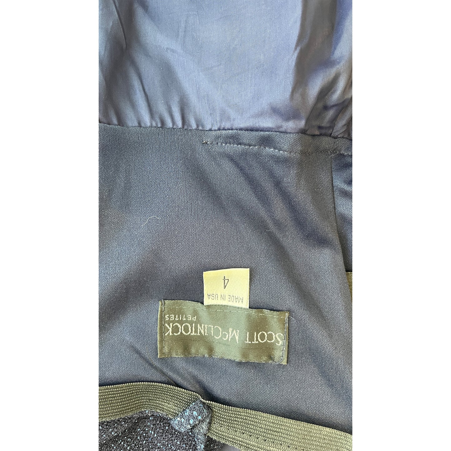 Scott McClintock Gown Spaghettis Strap Sparkle Bodice Fringe Beading Navy Size 4 SKU 000350-3