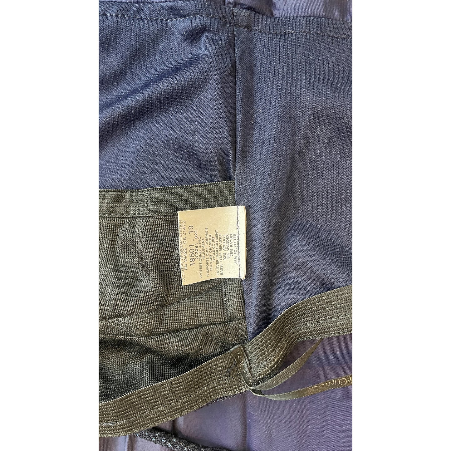 Scott McClintock Gown Spaghettis Strap Sparkle Bodice Fringe Beading Navy Size 4 SKU 000350-3