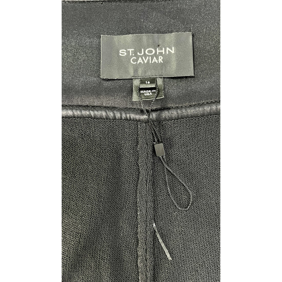 St. John Caviar Knit Pant w Rhinestone Buckle Black Size 16 SKU 000121-12