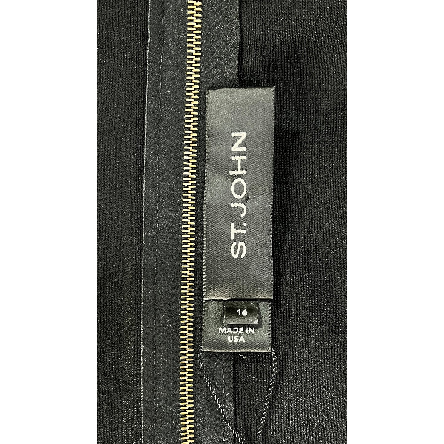 St. John Top Long Cape-Sleeves Leather Trim Details Black Size 16 SKU 000121-13