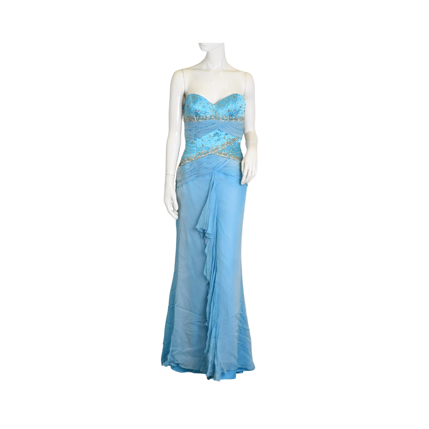 Tiffany Designs Gown Strapless Embellished Light Blue Size 12 SKU 000340-6