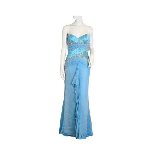 Tiffany Designs Gown Strapless Embellished Light Blue Size 12 SKU 000340-6