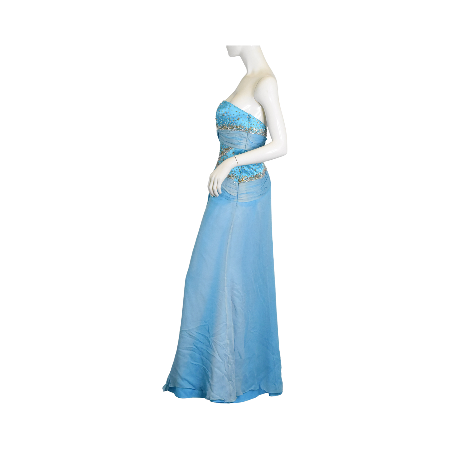 Tiffany Designs Gown Strapless Embellished Light Blue Size 12 SKU 000340-6