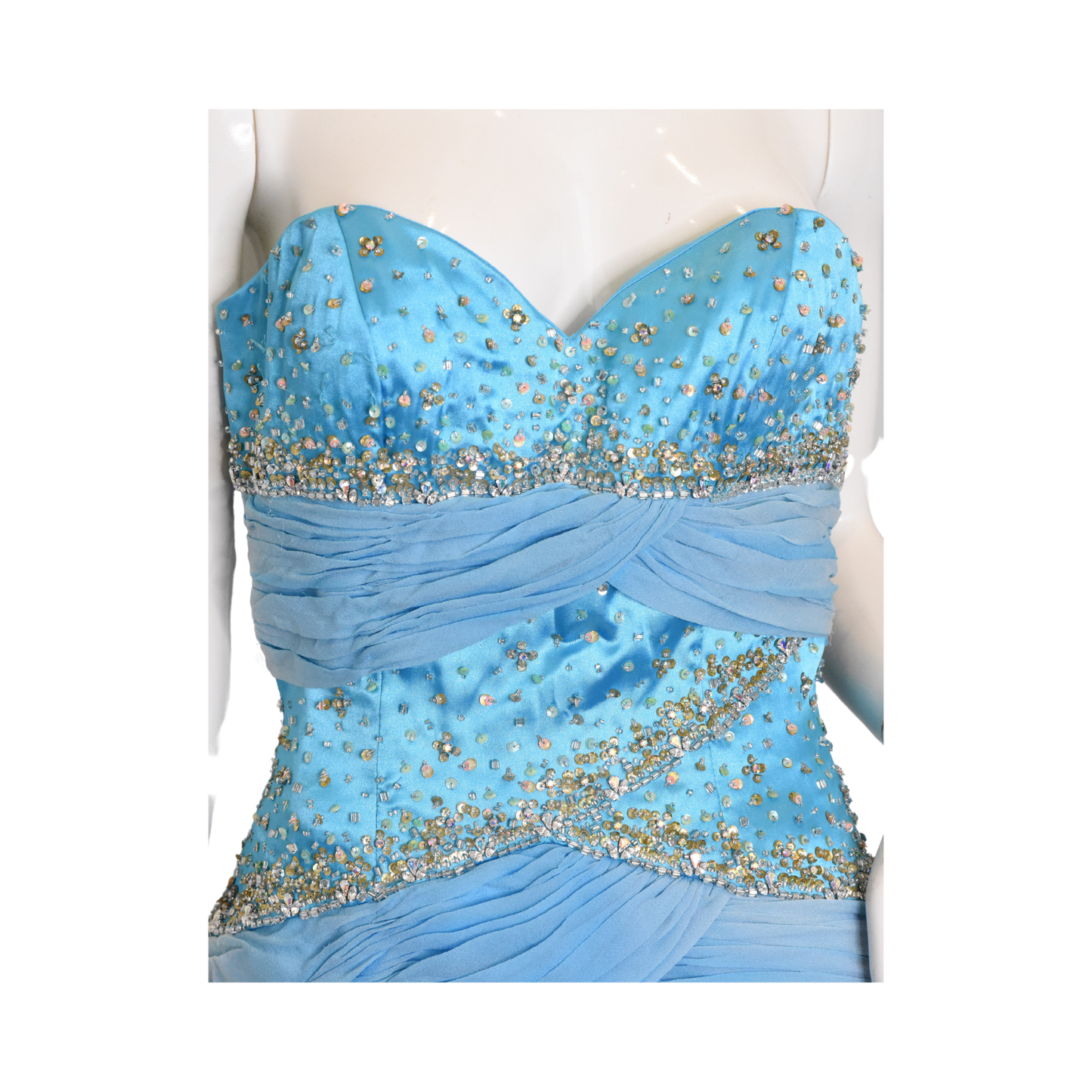 Tiffany Designs Gown Strapless Embellished Light Blue Size 12 SKU 000340-6