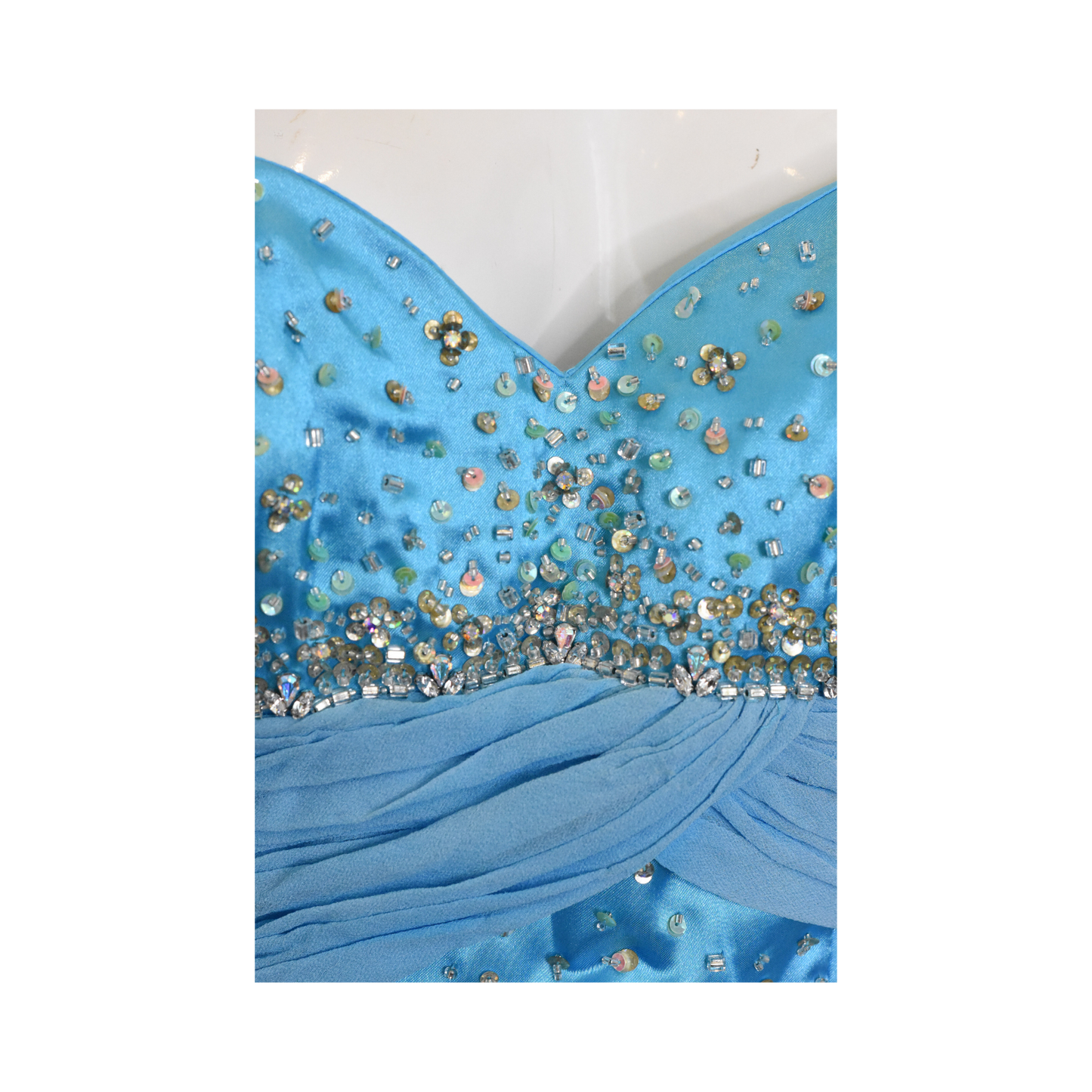 Tiffany Designs Gown Strapless Embellished Light Blue Size 12 SKU 000340-6