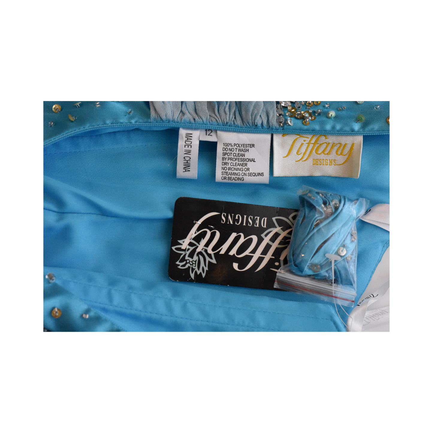 Tiffany Designs Gown Strapless Embellished Light Blue Size 12 SKU 000340-6