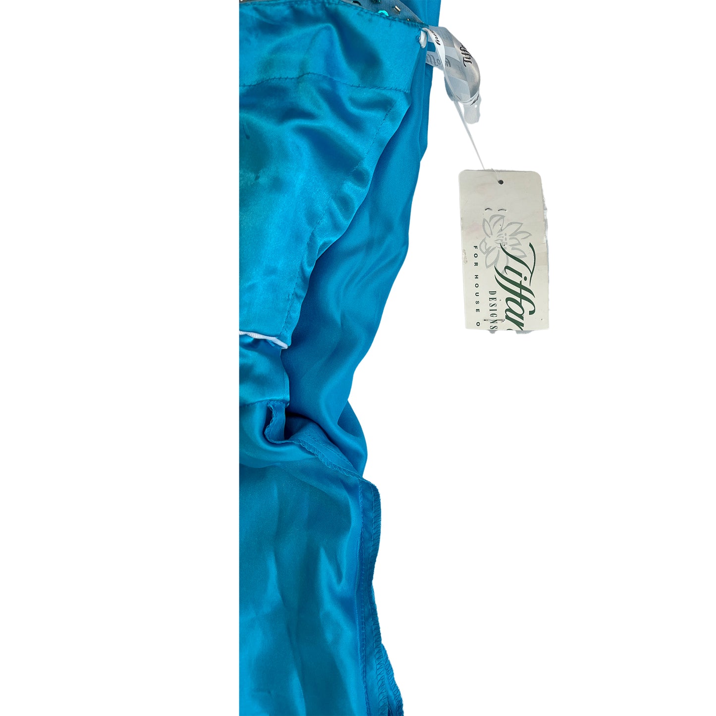 Tiffany Designs Gown Strapless Rhinestone Embellished Bodice Leg-Slit Light Blue Size 12 SKU 000351-2