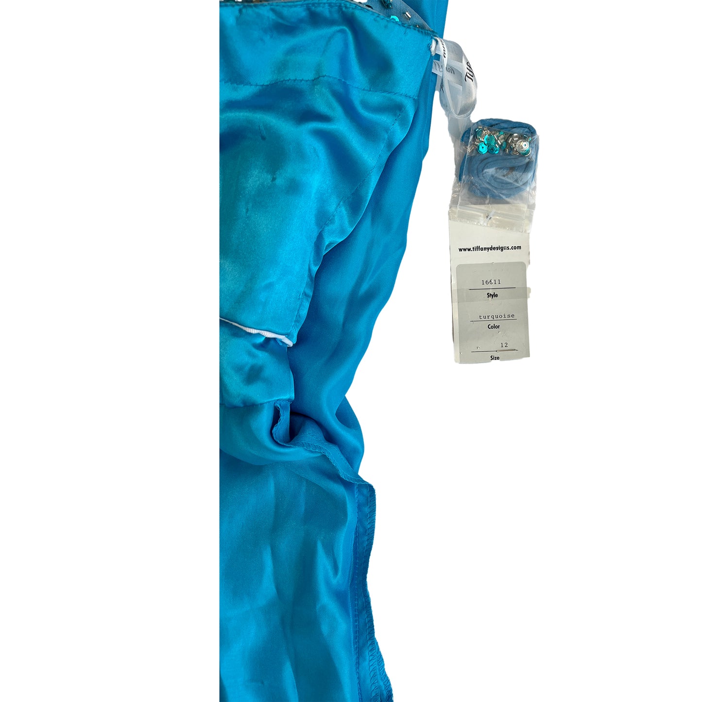 Tiffany Designs Gown Strapless Rhinestone Embellished Bodice Leg-Slit Light Blue Size 12 SKU 000351-2
