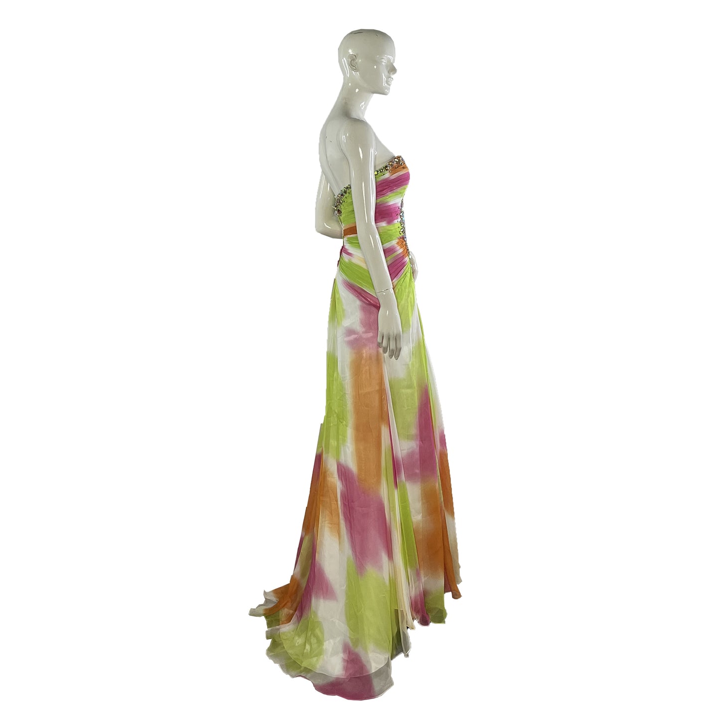 Tiffany Designs Gown Strapless Rhinestone Embellished Lime, Orange, Pink, White Size 10 SKU 000379-1