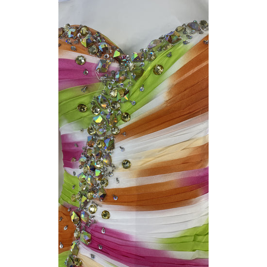 Tiffany Designs Gown Strapless Rhinestone Embellished Lime, Orange, Pink, White Size 10 SKU 000379-1
