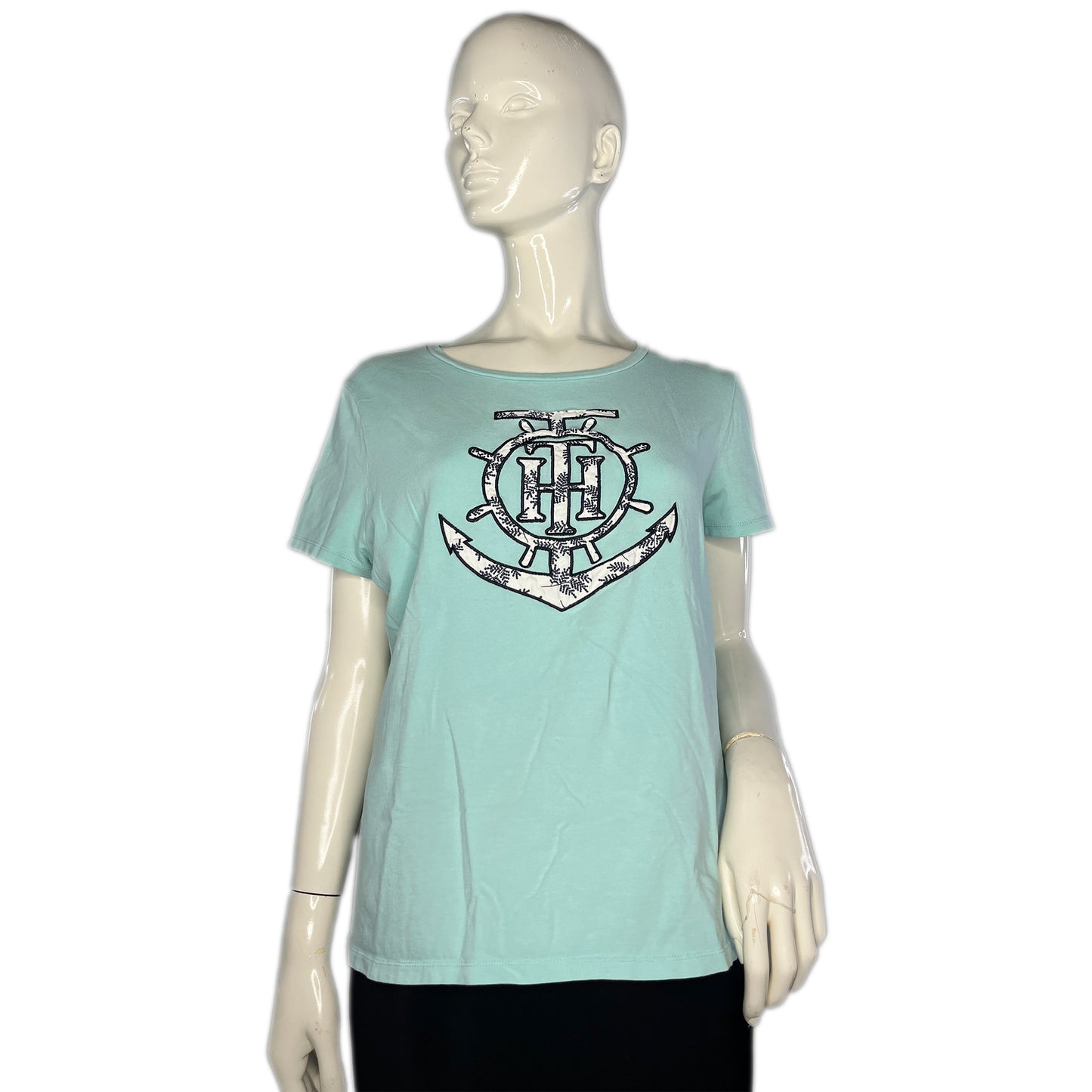 Tommy Hilfiger Top Short Sleeve Anchor Graphic Light Blue, Navy Blue, White Size XL SKU 000267-7
