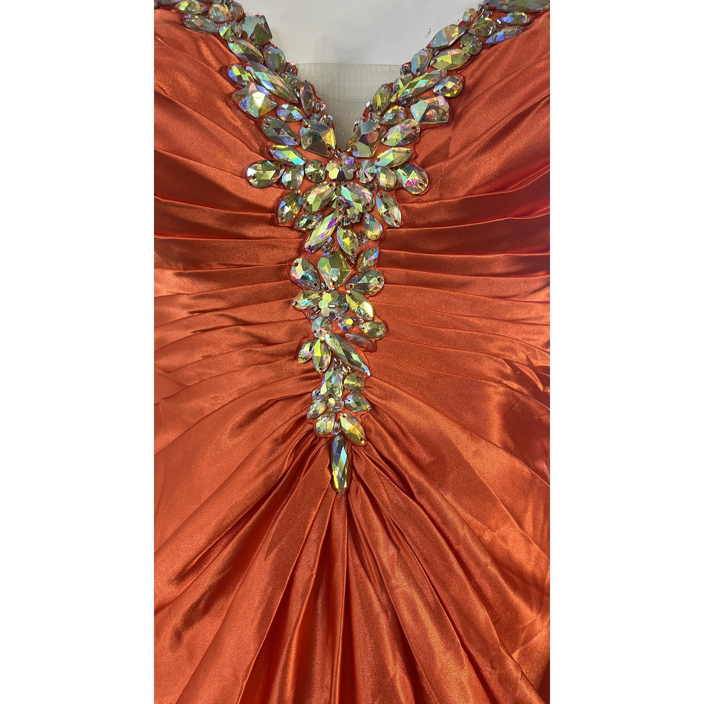 Tony Bowls Le Gala Gown Strapless Rhinestone Embellished Orange Size 4 SKU 000365-3