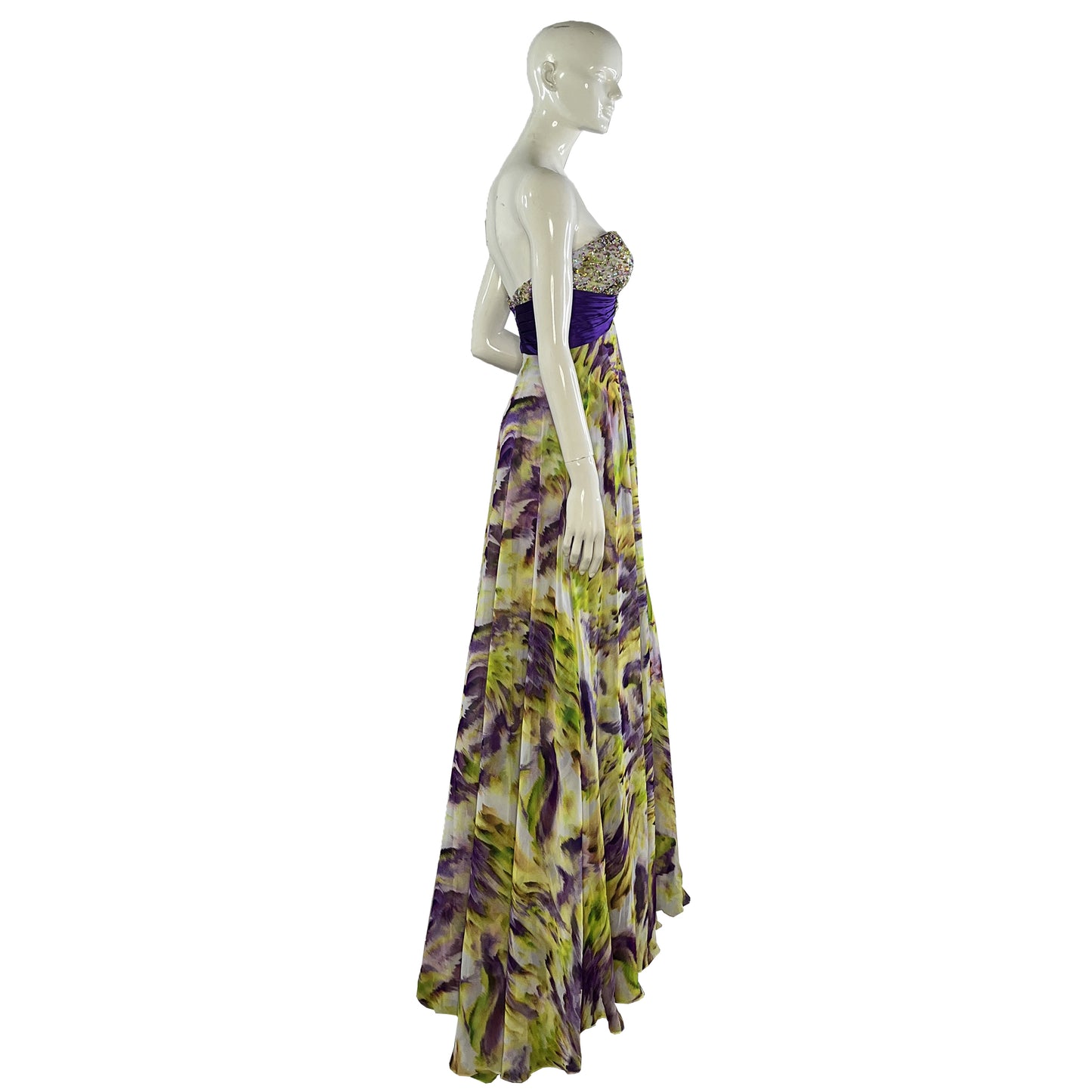 Tony Bowls Paris Gown Strapless Embellished Purple, Yellow, White Size 2 SKU 000365-2