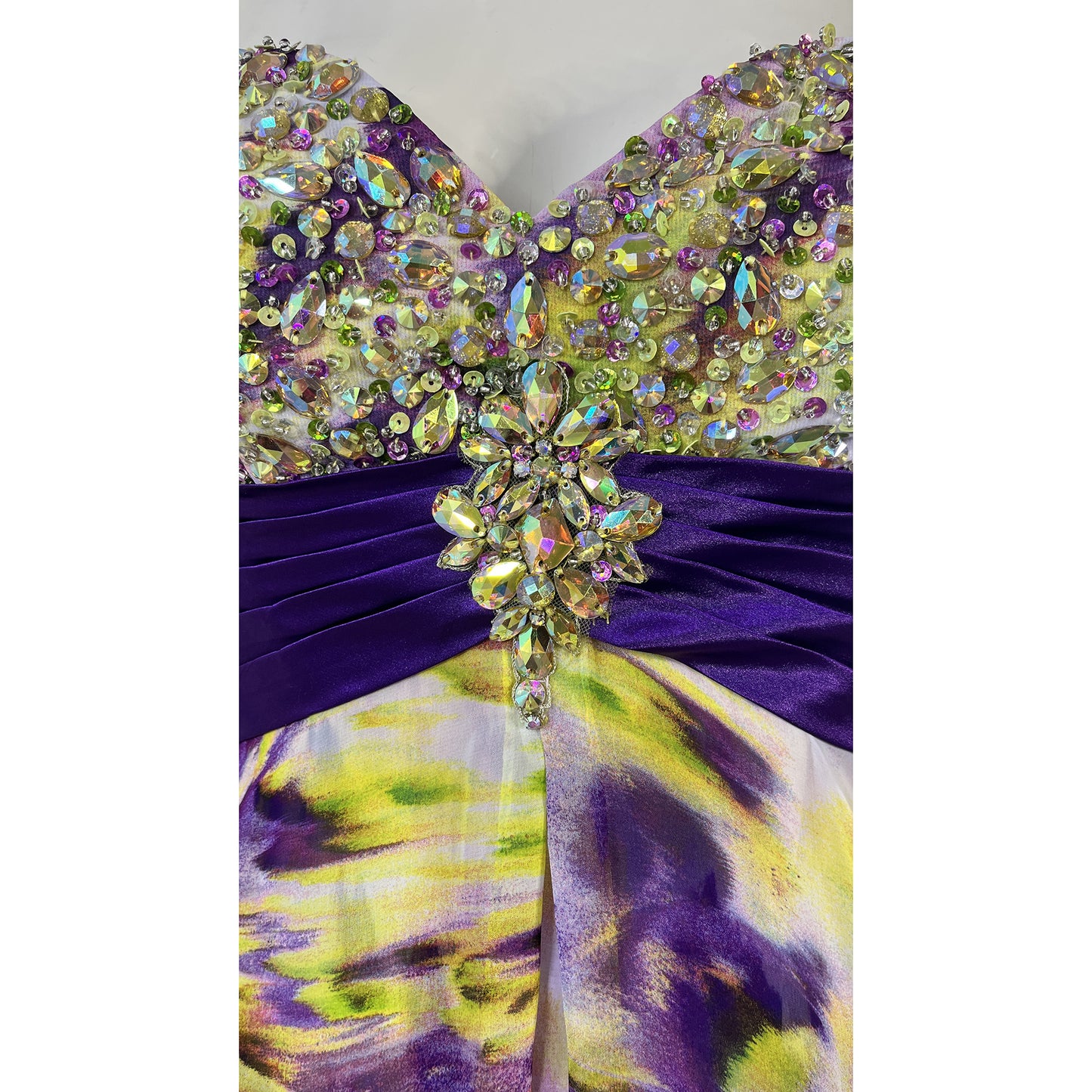 Tony Bowls Paris Gown Strapless Embellished Purple, Yellow, White Size 2 SKU 000365-2