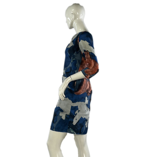 Vince Camuto Dress  Abstract Print  Blue, Red and Black Sz 6 SKU 000412