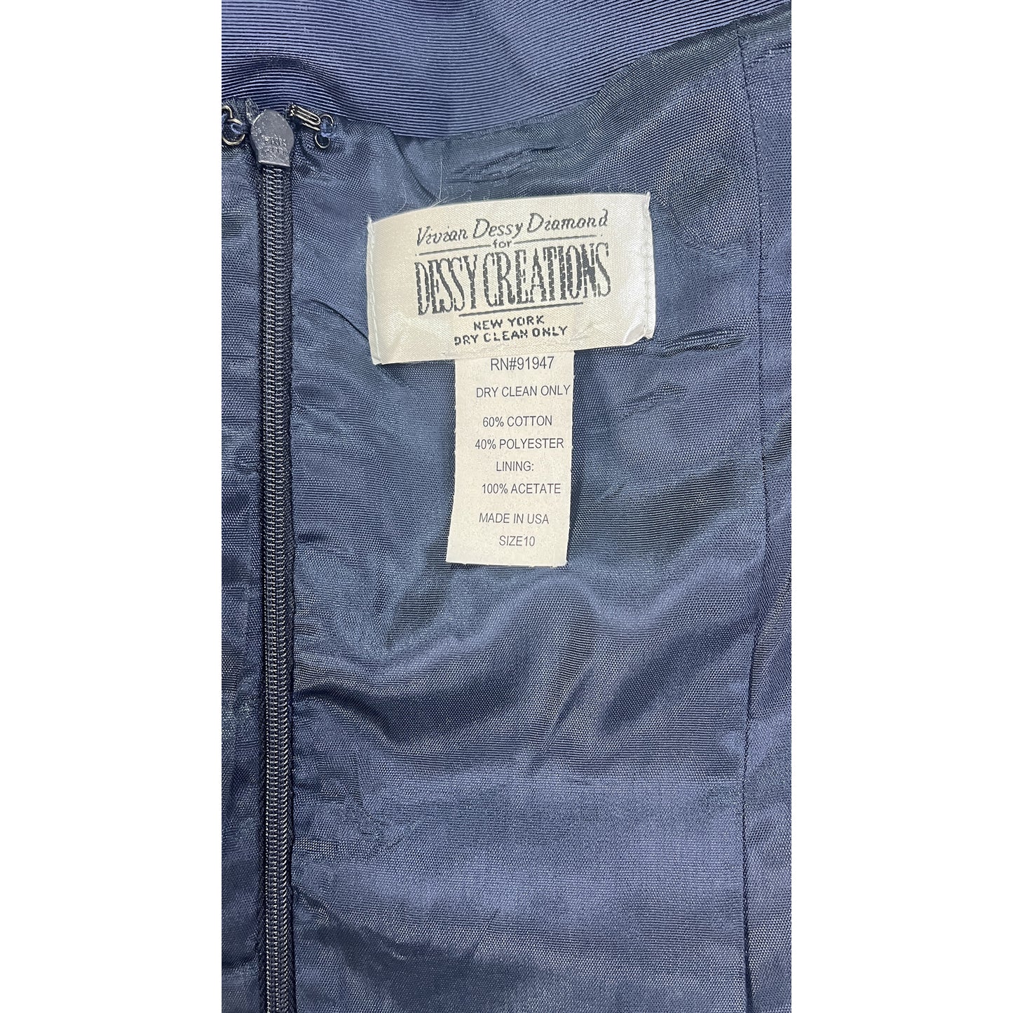 Vivian Dessy Diamond For Dessy Creations Gown Strapless Navy Size 10 SKU 000369-4