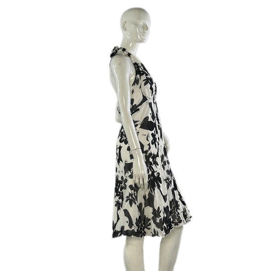 White House Black Market Halter  Black & White Dress Size 6 SKU 000414