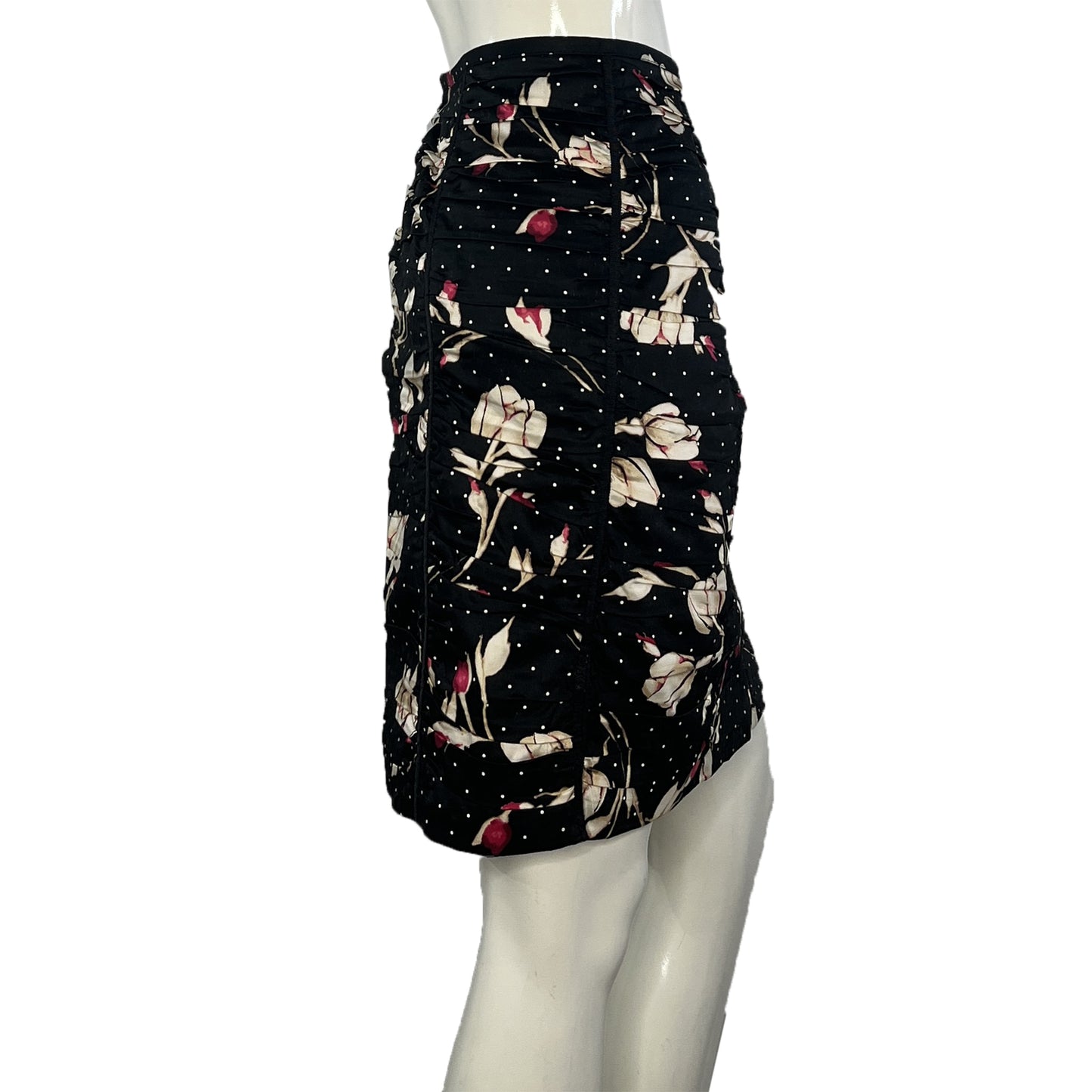 White House Black Market Skirt Floral Polka Dot Black Size 14 SKU 000417