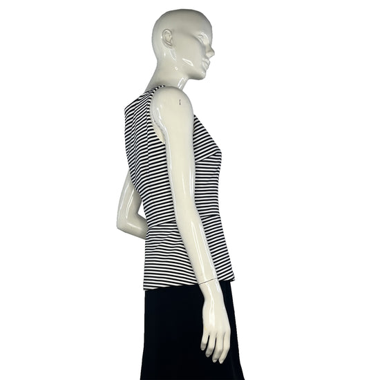 White House Black Market Top Black & White Stripes Peplum Size 4 SKU 000418