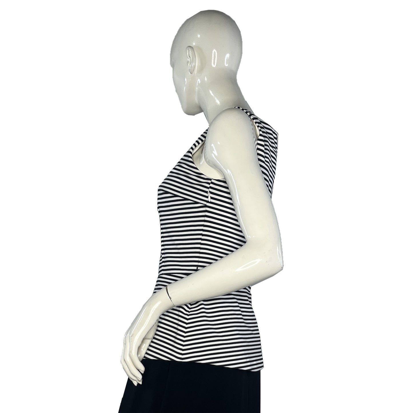 White House Black Market Top Black & White Stripes Peplum Size 4 SKU 000418