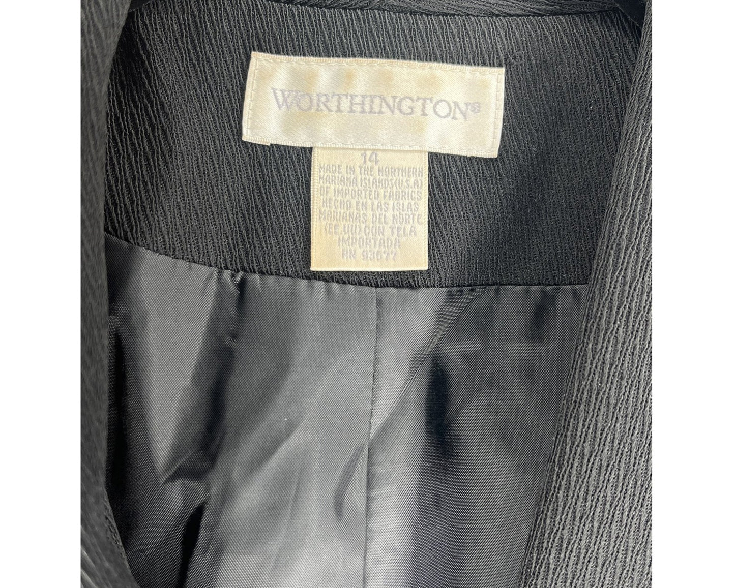 Worthington Blazer 3-Button Enclosure Textured Black Size 14 SKU 000413