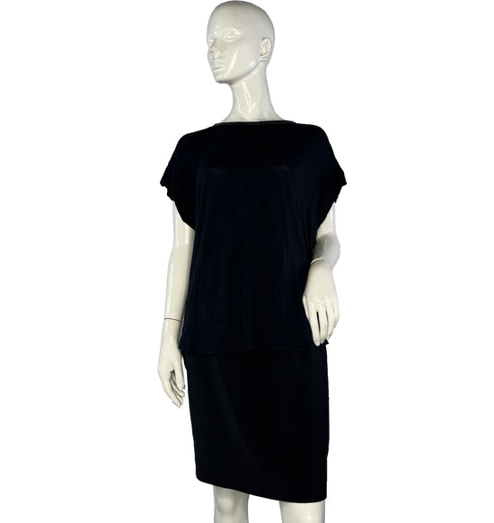 Zara Top Short Sleeves Zipper Detail Leather Trim Black Size L SKU 000246-15