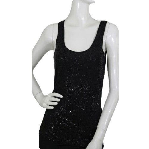 Express Women's Size Small Black Dressy Tank Top Netting Sequence Overlay