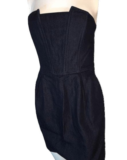 Load image into Gallery viewer, 7 for All Mankind 90&amp;#39;s Denim Dress Strapless Size Small SKU 000200
