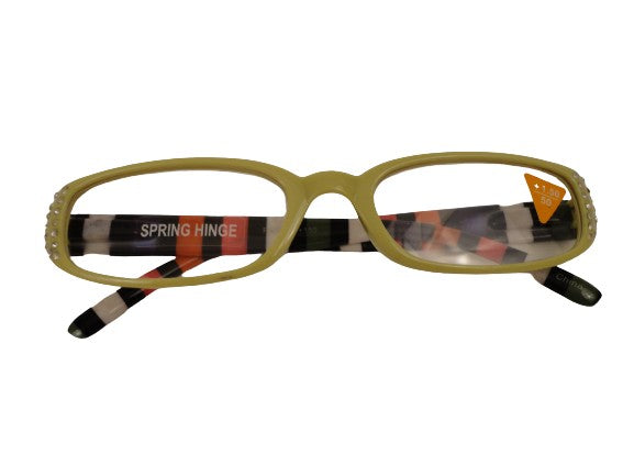 Readers Light Lime Green w/Stripes & Clear Crystals NWT SKU 150-20