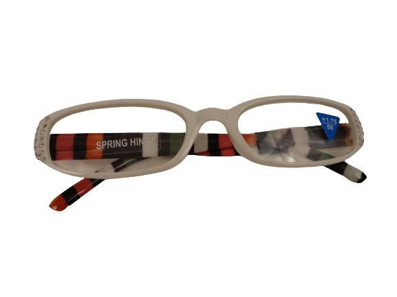 Readers White w/Stripes & Clear Crystals NWT SKU 175-18