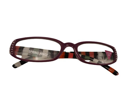 Readers Purple w/Stripes & Clear Crystals NWT SKU 250-14