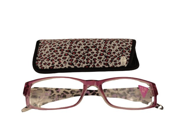 Readers Purple Leopard Print w/Case NWT SKU 250-28