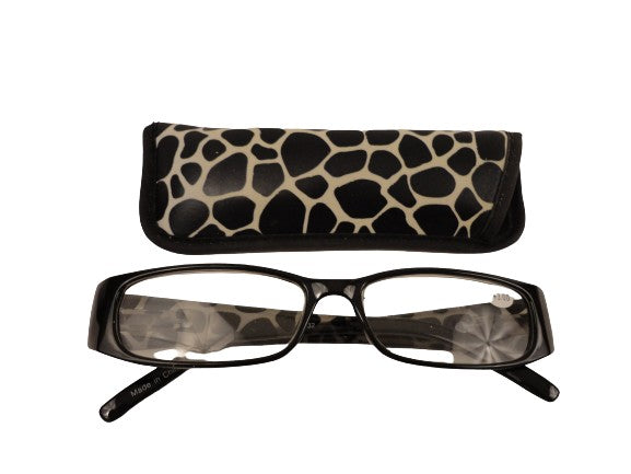 Readers Black Giraffe Print w/Case NWT SKU 300-9