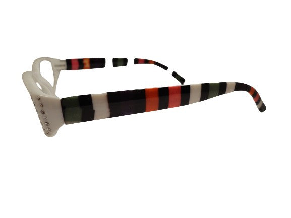 Readers White w/Stripes & Clear Crystals NWT SKU 175-18