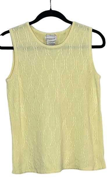 SOLD Designers Originals Diamond Pattern Short Sleeve Sweater Vest Yellow Sz M LSSKU 602-58