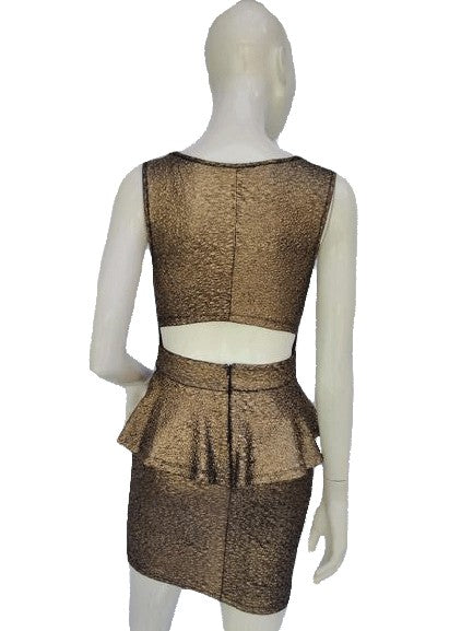 A'gaci 80's Gold Sleeveless Studded U Neck Dress Size Small SKU 000180