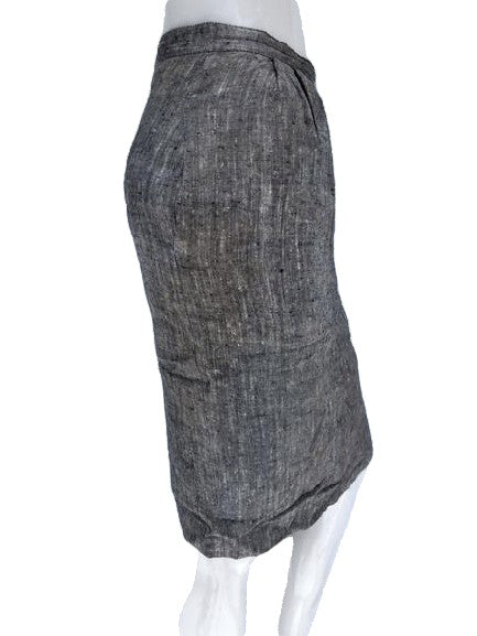 Load image into Gallery viewer, 70&amp;#39;s Tweed Black and Grey Just Below the Knee Power A-Line Skirt Size 2 SKU 000133
