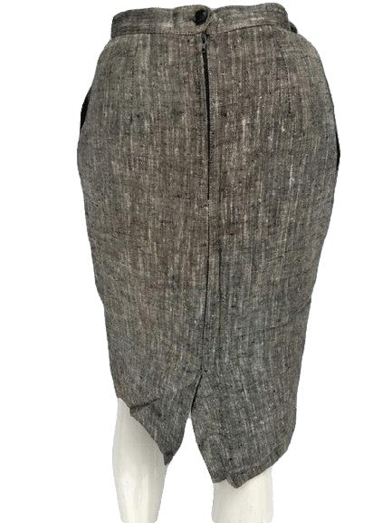 Load image into Gallery viewer, 70&amp;#39;s Tweed Black and Grey Just Below the Knee Power A-Line Skirt Size 2 SKU 000133
