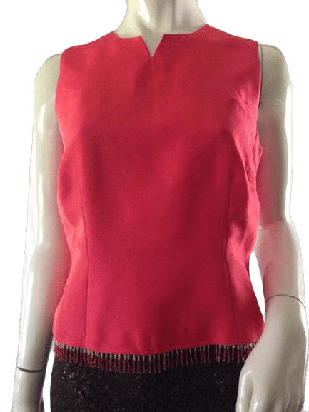 90's Top Coral with Beaded Fringe Size 6 (SKU 000209)