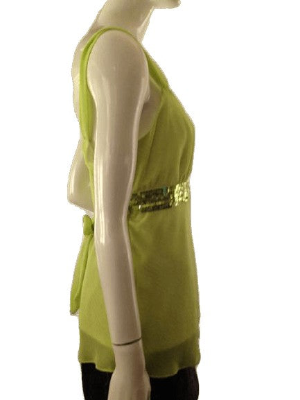 Load image into Gallery viewer, 70&amp;#39;s Top Lime Green with Sequins Size L (SKU 000209)
