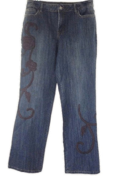 A.Z.I.  Blue jeans with brown embroidered design size 14 SKU 010000-1-5