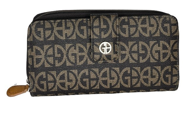 Gucci Wallet Accordion-Pocket w/ Zipper-Enclosure Logo Brown SKU 000422