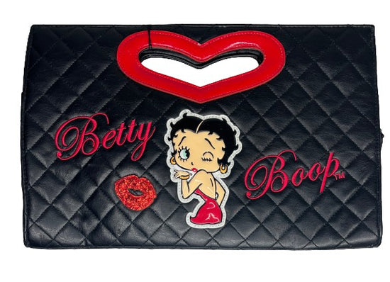 Clutch/Purse Betty Boop w Heart Handle Detail Black, Red SKU 000422