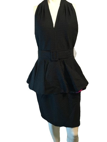 Load image into Gallery viewer, A.J. Bari 70&amp;#39;s Black Belted Dress Size 12 SKU 000123
